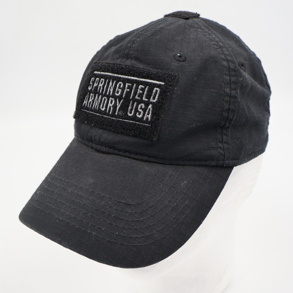 Springfield Armory Tactical Hat Mens OSFM Black Ripstop Removable Patch Cap